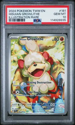 2024 POKEMON TWM EN-TWILIGHT MASQUERADE #181 HISUIAN GROWLITHE PSA 10 - Image 1