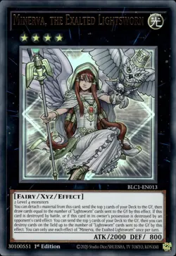 Minerva, The Exalted Lightsworn - Ultra Rare 1st Edition BLC1-EN013 NM YuGiOh - Image 1