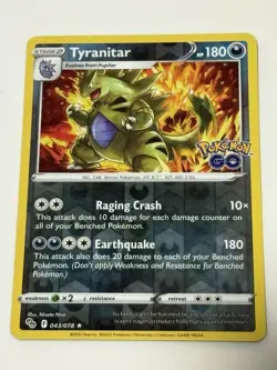 Tyranitar 043/078 Reverse Holo Rare Pokemon GO Pokemon TCG - Image 1