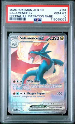 2025 POKEMON JTG EN-JOURNEY TOGETHER #187 SALAMENCE EX PSA 10 - Image 1
