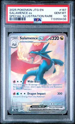 2025 POKEMON JTG EN-JOURNEY TOGETHER #187 SALAMENCE EX PSA 10 - Image 1