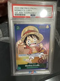 PSA10 Monkey D Luffy P-037 PROMO Saikyo Jump 6/2023 Japanese ONE PIECE Card - Image 1