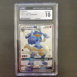 Lucario GX Pokemon Card CGC 10 Gem Mint Shiny Vault Holo SV64/SV94 Hidden Fates - Image 1
