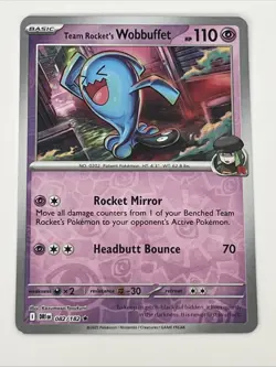 Team Rocket's Wobbuffet Reverse Holo 082/182 Destined Rivals Pokemon Card TCG - Image 1