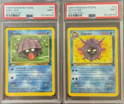 PSA 9 SHELLDER 54 CLOYSTER 32 FOSSIL 1ST EDITION MINT POKEMON - Image 1