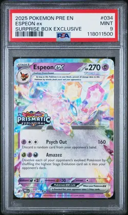 Espeon Ex #034 2025 Pokemon Pre En-Prismatic Evolutions PSA 9 A - Image 1