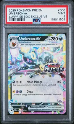 Umbreon Ex #060 2025 Pokemon Pre En-Prismatic Evolutions PSA 9 A - Image 1