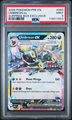 Umbreon Ex #060 2025 Pokemon Pre En-Prismatic Evolutions PSA 9 B - Image 1