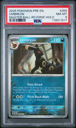Umbreon #059 2025 Pokemon Pre En-Prismatic Evolutions PSA 8 Master Ball - Image 1