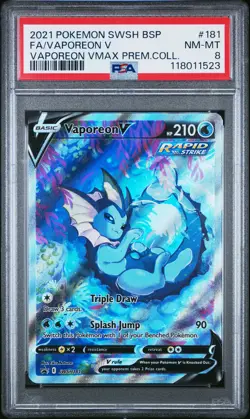 Fa/Vaporeon V #181 2021 Pokemon Swsh Black Star Promo PSA 8 Vaporeon V - Image 1