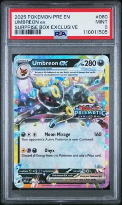 Umbreon Ex #060 2025 Pokemon Pre En-Prismatic Evolutions PSA 9 C - Image 1