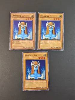Yugioh TCG - 3x Mystical Elf - SDY-001 - LP/MP - Vintage Unlimited Common 2002 - Image 1