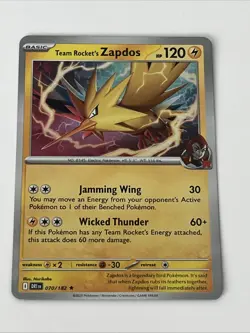 Team Rocket's Zapdos 070/182 Rare SV10: Destined Rivals Pokemon Card - Holo NM+ - Image 1