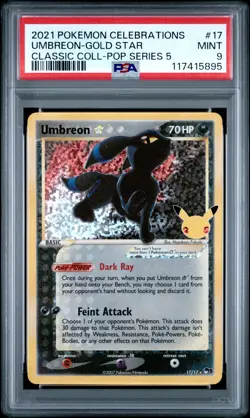 2021 POKEMON CELEBRATIONS CLASSIC COLLECTION #17 UMBREON-GOLD STAR PSA 9 - Image 1