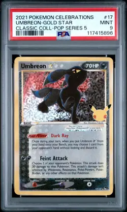 2021 POKEMON CELEBRATIONS CLASSIC COLLECTION #17 UMBREON-GOLD STAR PSA 9 - Image 3