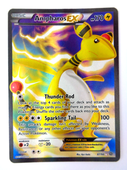 Pokemon TCG Card Holo Ampharos EX Full Art 87/98 Ancient Origins Played With - Image 1