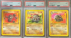 PSA 9 GEODUDE 47 GRAVELER 37 GOLEM 36 FOSSIL 1ST EDITION POKEMON MINT - Image 1