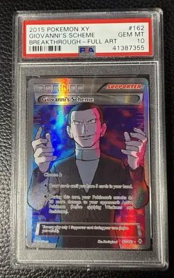 2015 Pokemon XY Breakthrough #162 Giovanni's Scheme Full Art FA PSA 10 - Image 1
