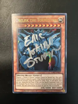 Obelisk the Tormentor LDK2-ENS02 Eric Stuart Kaiba Signed Yugioh 1st Edition - Image 1