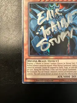 Obelisk the Tormentor LDK2-ENS02 Eric Stuart Kaiba Signed Yugioh 1st Edition - Image 4