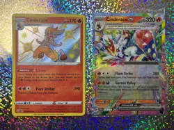 Pokemon TCG Cinderace: Shining Fates SV017/SV122; Stellar Crown 028/142 ex - Image 1