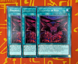 YUGIOH BRANDED IN RED RARE 1ST NEAR MINT MP22-EN219 x3 PLAYSET - Image 1
