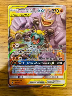 Marshadow & Machamp GX (82/214) Unbroken Bonds Tag Team Holo Rare Pokemon Card! - Image 1