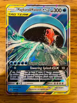 NM! Magikarp & Wailord GX SM166 Sun & Moon Tag Team Alt Art Promo Pokemon Card! - Image 1
