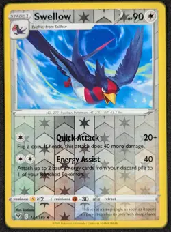 Swellow 2020 Vivid Voltage Reverse Holo Pokemon Card 134/185 (NM) - Image 1