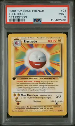 🇫🇷 ELECTRODE PSA 9 - SET DE BASE EDITION 1 FR 21/102 WIZARDS Carte Pokemon🇫🇷 - Image 2