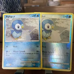 Pokemon Piplup Holo Swirl 93/130 Diamond and Pearl LP+ - Image 1