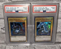 Yugioh Dark Magician & Blue Eyes White Dragon LC01 Limited Edition PSA 9 - Image 1