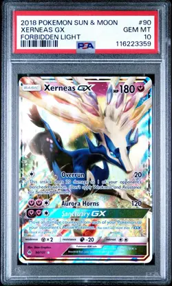 2018 Pokemon Sun & Moon Forbidden Light Xerneas GX #90 PSA 10 Gem Mint - Image 1