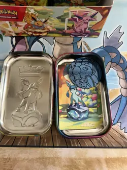 Pokemon TCG Prismatic Evolutions Mini Tin Display Case (TINS ONLY+coins+picture) - Image 2