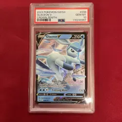 Graded PSA 10 2023 Pokemon SWSH Glaceon V Crown Zenith #038 GEM MT - Image 1