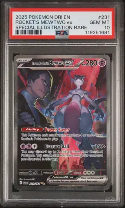 2025 POKEMON DRI EN-DESTINED RIVALS #231 TEAM ROCKET'S MEWTWO EX PSA 10 - Image 1