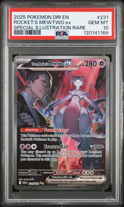 2025 POKEMON DRI EN-DESTINED RIVALS #231 TEAM ROCKET'S MEWTWO EX PSA 10 - Image 1