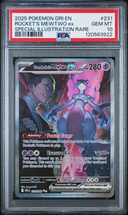 2025 POKEMON DRI EN-DESTINED RIVALS #231 TEAM ROCKET'S MEWTWO EX PSA 10 - Image 1