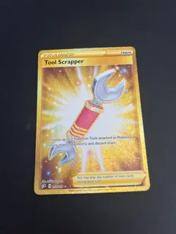 Pokemon TCG Tool Scrapper Rebel Clash Gold Secret Rare Card 208/192 Trading Card - Image 1