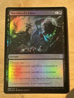 1x Sheoldred's Edict - Foil NM-Mint, English Phyrexia: All Will Be One MTG Magic - Image 1