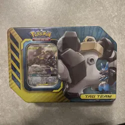 Pokemon TCG Tag Team Tin Lucario & Melmetal GX Brand New 2019 Factory SealedBox - Image 1