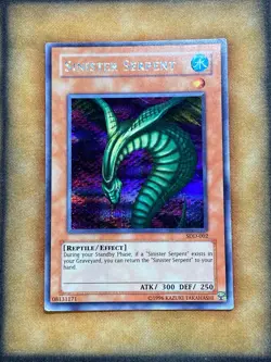 Yugioh Sinister Serpent SDD-002 Parallel Secret Rare Promo LP - Image 1