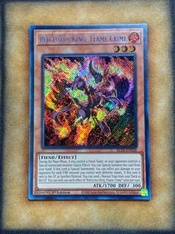 Yugioh Red Lotus King, Flame Crime BLTR-EN028 Secret Rare 1st Ed NM - Image 1