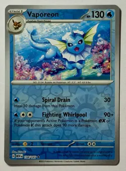 Vaporeon 134/165 (NM) Reverse Holo Rare Scarlet & Violet 151 Pokemon Card - Image 1