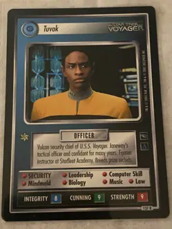 Star Trek CCG 1E Voyager TUVOK RARE Card NEVER PLAYED - Image 1