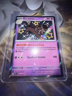 Pokemon Dachsbun Holo Card 161/091 Paldean Fates Shiny Rare NM Condition - Image 1