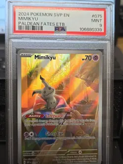 Mimikyu Promotion Card PSA Graded 9 Paldean Fates ETB # 075 English Pokemon - Image 1