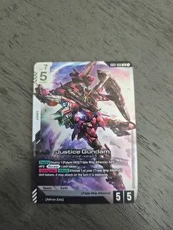 GUNDAM TCG CARD GAME JUSTICE GUNDAM GD01-066 LR HOLO FOIL ENGLISH NEWTYPE RISING - Image 1