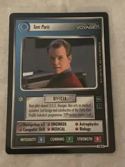 Star Trek CCG 1E Voyager TOM PARIS RARE Card NEVER PLAYED - Image 1