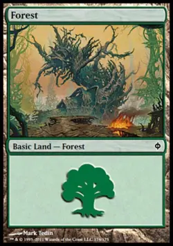 MTG English Forest (174) NM Foil New Phyrexia - Image 1